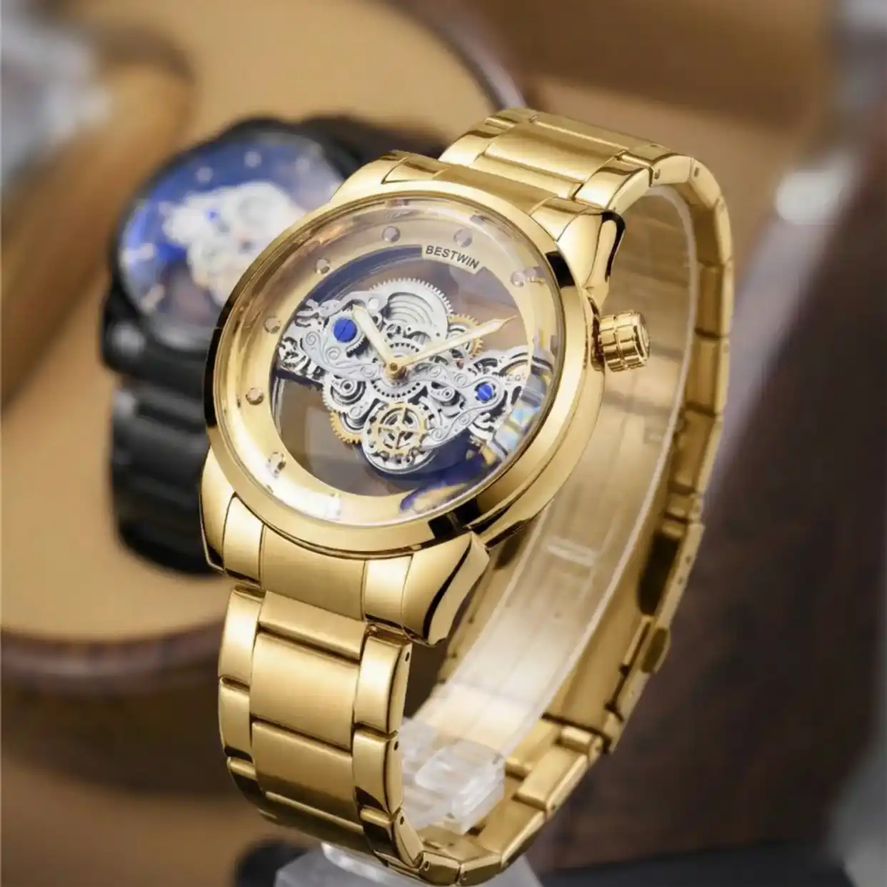 BESTWIN BW911 Mens Quartz Watch - Full Gold