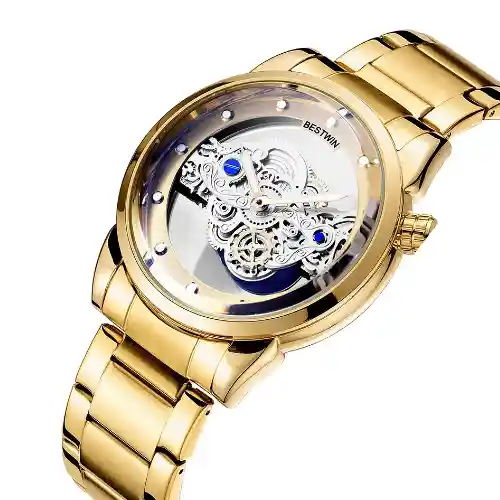 BESTWIN BW911 Mens Quartz Watch - Full Gold - Image 3
