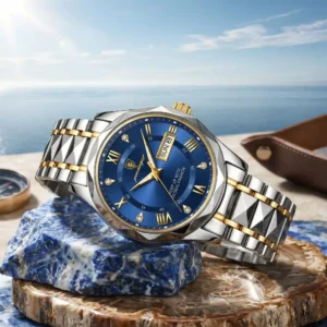 POEDAGAR 615 Watch - Gold Blue (Roman)